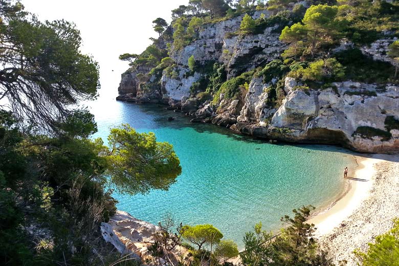 Cala Macarelleta, one of many secluded coves around the coast of Menorca